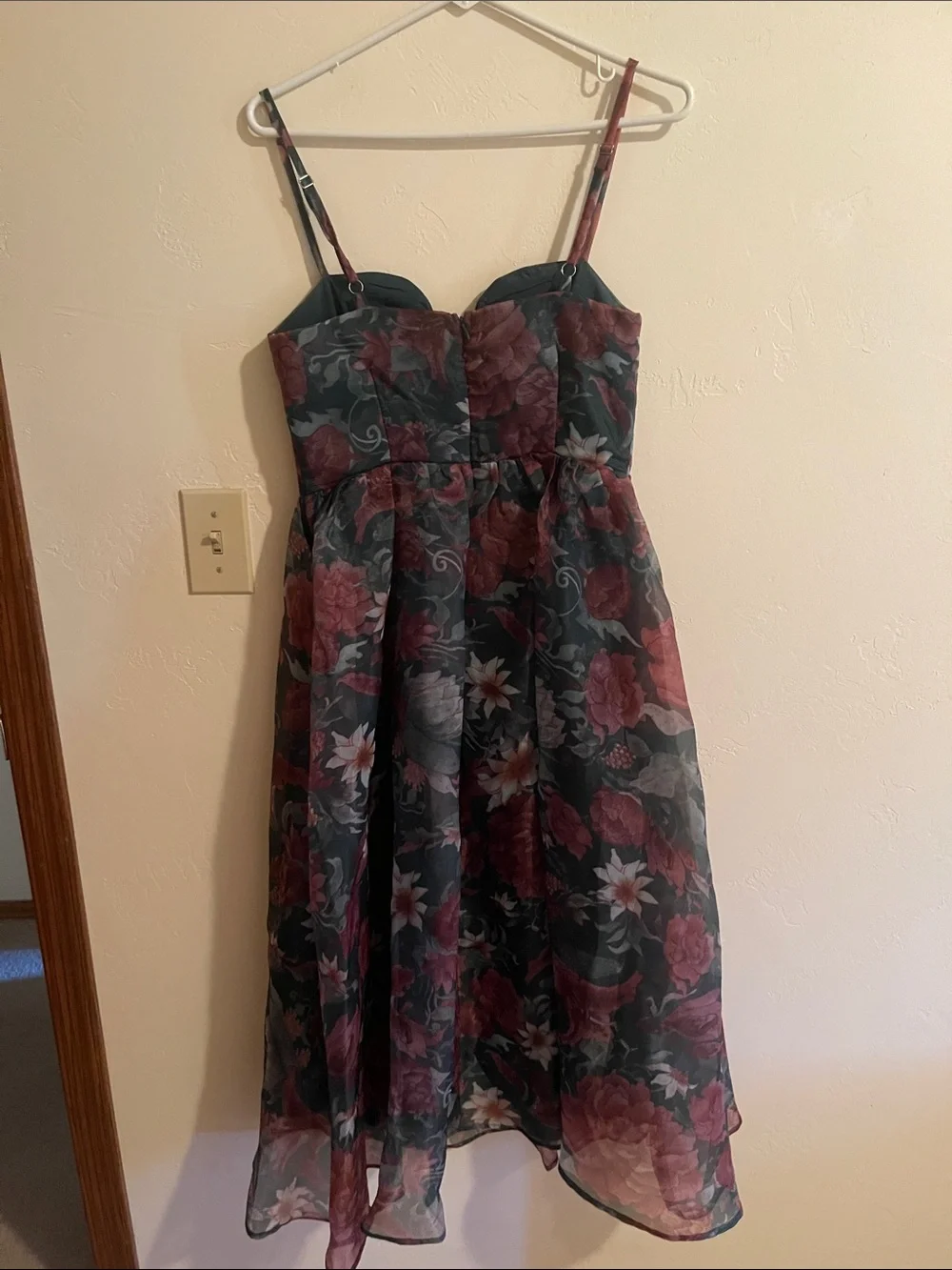 Lulu's Forest Green Floral Midi Dress with Rose Accents - Picture 8 of 8